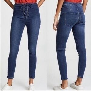 FREE PEOPLE High Rise Lace Up Jeans